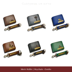 Customized men’s wallet and keychain combo collection with name engraving by CUG