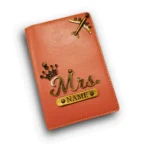 Customized peach passport cover with name engraving and airplane charm by CUG